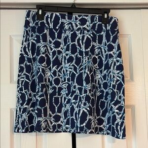 Lilly Pulitzer Brenna Knit Skirt in High Tide Lucky Bamboo Navy and White medium